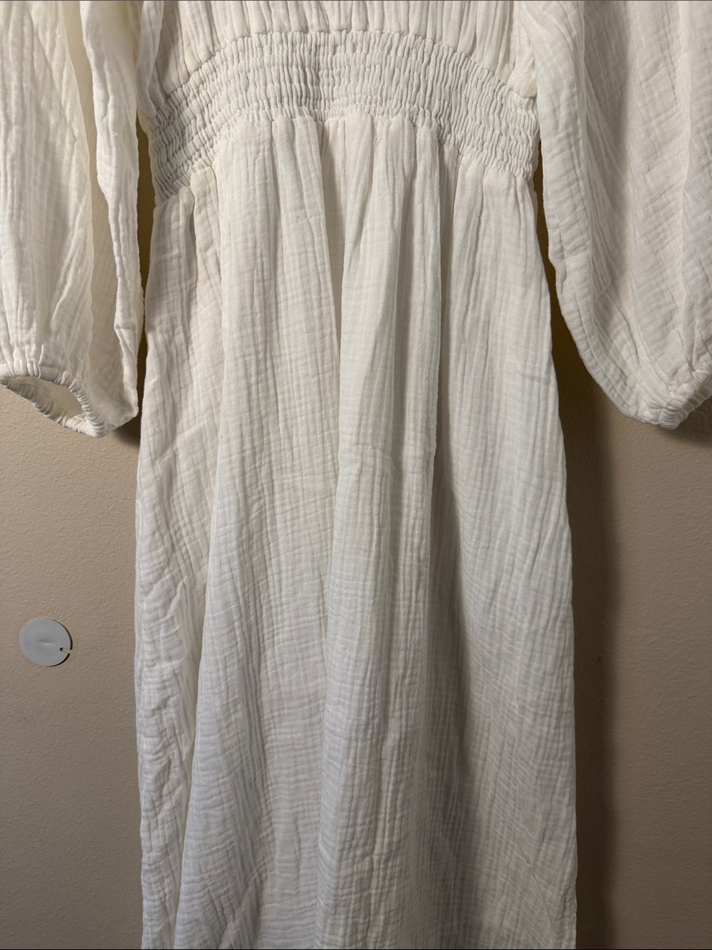 J.Crew Women's White Soft Gauze V-Neck Midi Dress Smocked Waist Size XS - Picture 12 of 15